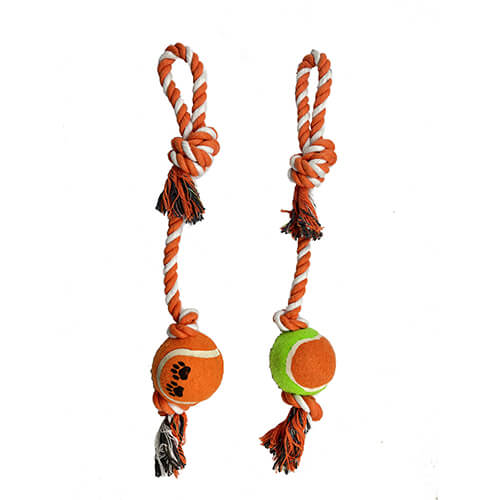 Dog Rope Toy with tennis ball